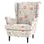tanie IKEA Okładki-strandmon pokrowiec na krzesło z oparciem, 100% bawełna, z pokryciem podłokietnika, pikowane pokrowce w kwiaty, pojedyncze siedzenie, seria ikea