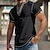 billiga Casual T-shirts för män-Herr Waffle Henley Shirt T-tröja Ensfärgat Henley Utomhus Ledigt Kortärmad Knapp Kläder Mode Designer Bekväm