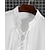 voordelige Zakelijk Casual-Voor heren Overhemd Normaal shirt Katoenen shirt Effen Hawaii Feestdagen Zwart Wit Khaki Lange mouw Band Kraag Lente &amp; Herfst Kleding Veters