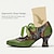 Χαμηλού Κόστους Γυναικεία Vintage Παπούτσια-Γυναικεία Γόβες Vintage παπούτσια Μέρι Τζέιν Χειροποίητα Παπούτσια Vintage παπούτσια Γάμου Πάρτι Φλοράλ Κορδόνια Γατίσιο Τακούνι Κομψό Βίντατζ Δέρμα Δαντέλα μέχρι πάνω Πράσινο