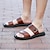 ieftine Sandale Bărbați-sandale bărbați din piele din microfibră papuci sandale de vară sandale plate plimbare vintage casual vacanță plajă respirabil confortabil roșu maro kaki albastru închis pantofi