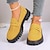 זול מוקסינים לנשים-נעלי נעלי ספורט לנשים פלטפורמה נעליים אלגנטיות עם עקב שטוח, נעלי חוץ מינימליסטיות צהוב כתום