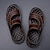 billige Herresandaler-mænds lædersandaler sommersandaler strandtøfler afslappet daglig strand okselæder åndbare skridsikre brune sko