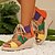 olcso Női szandálok-női stílusos színes blokk szandál fűzős platform üreges vakációs cipő kukucskáló espadrill ék cipő