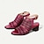 preiswerte Damensandalen-Damen Sandalen Ausgeschnitten Blockabsatz Peep Toe Elegant Vintage Leder Schnalle Rot Blau