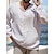 preiswerte Baumwoll-Leinenhemd-Herren Hemd leinenhemd Sommerhemd Strandhemd Schwarz Weiß Khaki Langarm Glatt V Ausschnitt Frühling Sommer Casual Täglich Bekleidung