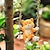 baratos esculturas e estátuas de jardim-Criativo animal bonito gato fã pingente balanço pingente pátio jardim varanda decoração resina artesanato ornamentos presente de aniversário decoração do jardim