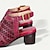 cheap Women&#039;s Sandals-Women&#039;s Sandals Cut-out Block Heel Chunky Heel Peep Toe Elegant Vintage Cowhide Buckle Red Blue