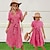 abordables Robes et combi-pantalons-Robes maman et moi, vêtements assortis, tenues pour filles, parent-enfant, jupes d&#039;été colorées en polyester imprimé, look de famille