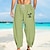 ieftine pantaloni de in-Bărbați Pantaloni de in Pantaloni Pantaloni de vară Pantaloni de plajă Pantaloni harem Buzunar Cordon Talie elastică Copac de cocos Confort Respirabil Zilnic Concediu Vacanță Hawaiană Boho Verde