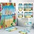 abordables Rideaux de Douche-Ensemble de 4 rideaux de douche de style hawaïen, décoration de salle de bain moderne avec tapis de bain en forme de U et couvercle de WC et 12 crochets, plante tropicale