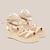 billige Sandaler til kvinner-Dame Sandaler Bohem espadrille Romerske sko Kile Ferie Fuskelær Elastisk bånd Mandel Svart