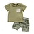 cheap Sets-2 Pieces Toddler Boys T-shirt &amp; Shorts Outfit Graphic Short Sleeve Set School Fashion Daily Summer Spring 3-7 Years ArmyGreen