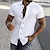 お買い得  メンズボタンアップシャツ-男性用 シャツ ボタンアップシャツ サマーシャツ ブラック ホワイト ピンク ブルー 半袖 レタード 折襟 ストリート カジュアル ボタンダウン 衣類 ファッション カジュアル 快適