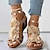 tanie Sandały damskie-damskie sandały na koturnie sandały w kwiaty modne z wystającym palcem elastyczny pasek sztaplowane obcasy wszechstronne sandały czarne różowe morelowe