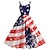 cheap Carnival Costumes-USA Flag Dress Swing Dress Flare Dress Adults&#039; Women&#039;s Cosplay Carnival Independence Day / the Fourth of July Easy Halloween Costumes