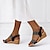 זול סנדלי נשים-סנדלי טריז לנשים בוהו בוהמי קיץ סנדלי חופשת חוף ים ראש עגול נעלי נוחות שחורות אפור משמש