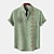 billige linskjorter for menn-Herre 18,6% Lin 63,2% Polyester 18,2% Cellulose Fiber Skjorte Stamme Bandanatrykk Kortermet Aftæpning Blå, Grønn, Kakifarget Skjorte Daglig