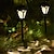 cheap Pathway Lights &amp; Lanterns-2pcs Solar Powered Garden Lights Ground Mounted Outdoor Waterproof Lawn Park Courtyard Light and Shadow Lamp Wedding Festival Party Decorative Lamp