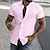 お買い得  メンズボタンアップシャツ-男性用 シャツ ボタンアップシャツ サマーシャツ ブラック ホワイト ピンク ブルー 半袖 レタード 折襟 ストリート カジュアル ボタンダウン 衣類 ファッション カジュアル 快適