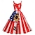 levne Karnevalové kostýmy-Vlajka USA Šaty Houpací šaty Flare šaty Dospělé Dámské cosplay Karneval Den nezávislosti Jednoduché Halloweenské kostýmy