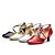preiswerte Schuhe für Standardtanz und Modern Dance-Damen Schuhe für modern Dance Für den Ballsaal Walzer Square Dance Übergrössen Absätze Kubanischer Absatz Schnalle Erwachsene Schwarz Silber Rot
