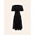 ieftine rochie casual-Pentru femei Puțin negru Rochie Skater Rochie Midi Negru Mânecă scurtă Culoare solidă / simplă Sidefat Cu legare înapoi Primavara vara Guler Trecut Elegant Dată XS S M