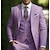 olcso Öltönyök-rózsaszín lila férfi báli öltöny esküvői öltöny egyszínű 3 részes testre szabott egymellű egygombos 2024