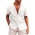 billige Bomuldslinnedskjorte-Herre Skjorte Skjorte i bomuldshør Hvid bomuldsskjorte Casual skjorte Sort Hvid Navyblå Kortærmet Vanlig Lejrhalsbånd Sommer Gade Hawaiiansk Tøj Knap ned