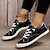cheap Women&#039;s Flats-Women&#039;s Sneakers Flats Slip-Ons Outdoor Geometric Lace-up Flat Heel Round Toe Casual Walking Canvas Loafer Black White Green