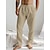 cheap Linen Pants-Men&#039;s Linen Pants Trousers Summer Pants Drawstring Elastic Waist Plain Comfort Breathable Full Length Daily Beach Fashion Simple White Blue Micro-elastic