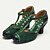 billige Højhælede sko til kvinder-Dame Hæle Kontor / Bedrift Mary Jane Blonde Konisk hæl Kraftige Hæle Cubanske hæle Rund Tå Elegant Årgang Blonde Læder Ankel Strop Grøn