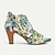ieftine Sandale de Damă-Pentru femei Sandale Floral Platformă Toc Îndesat Pantofi vârf deschis Elegant Epocă Piele Fermoar Albastru Deschis