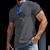 abordables Camisetas casuales de hombre-Hombre Camisa henley gofrada Camiseta superior Color sólido Henley Exterior Casual Manga Corta Botón Ropa Moda Design Cómodo