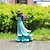 Недорогие Садовый декор-Кормушка для птиц из смолы с девушкой в синем платье, уличное декоративное украшение для двора, лужайки, сада, патио