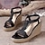 billige Sandaler til kvinder-kvinders kile sandaler platform sandaler sommer ankel strop sko behagelig ferie abrikos sort