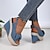 billige Højhælede sko til kvinder-kvinders kilesandaler platformsandaler daglig sløjfe peep toe afslappet denim stof ankelrem sort blå