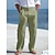 ieftine pantaloni de in-Bărbați Pantaloni de in Pantaloni Pantaloni de vară Pantaloni de plajă Buzunar frontal Picior drept Simplu Confort Respirabil Afaceri Casual Zilnic Modă De Bază Alb Verde Militar