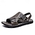 ieftine Sandale Bărbați-sandale bărbați din piele sandale de vară lejer vacanță plajă piele de vaca respirabil pantofi gri
