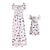 cheap Dresses and Jumpsuits-Mommy And Me Summer Dresses Summer Butterfly Printed Women Girls Dress Mother Daughter Matching Clothes Short Puff Sleeve Long Maxi Dresses Family Look
