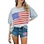 preiswerte Cosplay-Anime-Kapuzenpullover und T-Shirts für den Alltag-USA Flagge T-Shirt-Ärmel USA Flagge Für Damen Erwachsene Tag der Unabhängigkeit 4. Juli Heißprägen Casual