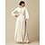 tanie sukienka na co dzień-damska sukienka maxi dla gości weselnych, biała, marszczona w talii, dekolt w szpic, rękaw 3/4, formalna, elegancka sukienka