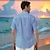 billiga Skjortor med tryck för män-herrskjorta linneskjorta grafisk skjorta hawaiiskt mode ledig skjorta med knäppning daglig hawaiiansk semester vår &amp; höst lapel kortärmad blå, grå 55% lin 45%bomull skjorta