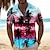 billige Hawaii-skjorte for menn-Kokosnøttre Palmetre Hawaiisk Feriested Herre Hawaii skjorte utendørs Gate Avslappet Sommer Vår Aftæpning Kort Erme Rød S, M, L Polyester Skjorte