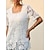 preiswerte Blusen und Hemden für Damen-Damen Spitzenhemd Kontrastspitze Elegant Stilvoll Kurzarm Quadratischer Ausschnitt Weiß Sommer