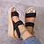 billige Sandaler til kvinder-kvinders wedge platform sandaler afslappet åben tå elastikbånd slip-on sko afslappet sommer udendørs sandaler til ferie sort kaki