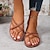 billige Flade sko til kvinder-kvinders flade sandaler med stropper sandaler krydsvævede boho sommer strandsko klipklapper plus størrelse rund tå brun hvid