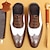 abordables Zuecos y sandalias de hombre-mulas brogue vintage de cuero marrón y blanco para hombre