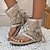 billige Ferietøfler-damekvast trendy flate sandaler, boho stil åpen tå spenne stropp string sandaler romerske strandsko khaki brun svart