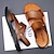 billige Herresandaler-mænds lædersandaler sommer sandaler hjemmesko strand kald afslappet dagligt åndbare sko kaki sort brun